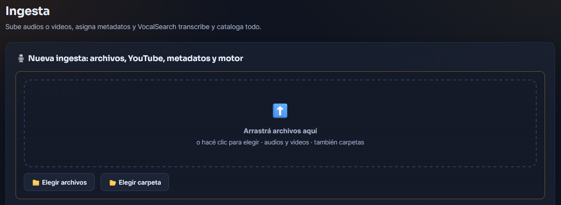 Pantalla de ingesta